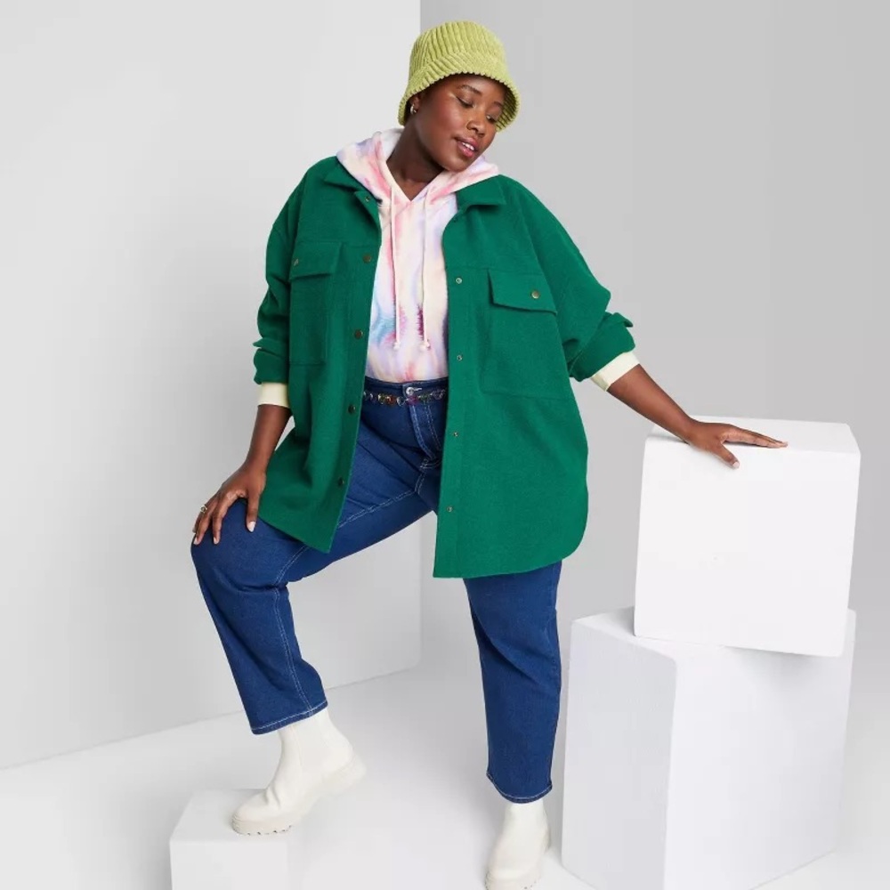 Cozy Shacket Teal Green size Small